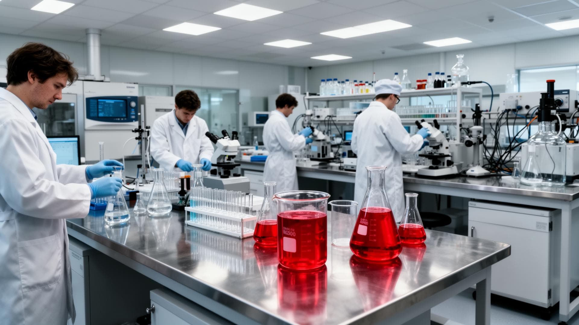 Nova Group Chemicals in-house chemistry lab with PhD-level experts formulating custom cleaning solutions